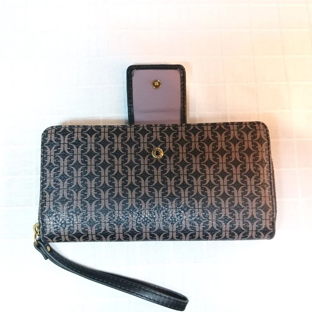 New Fossil Madison Zip Clutch Wallet Wristlet Brown/Black NWOT - Picture 9 of 10